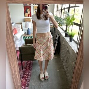 Vintage Ann Taylor Plaid A-Line Midi Skirt
